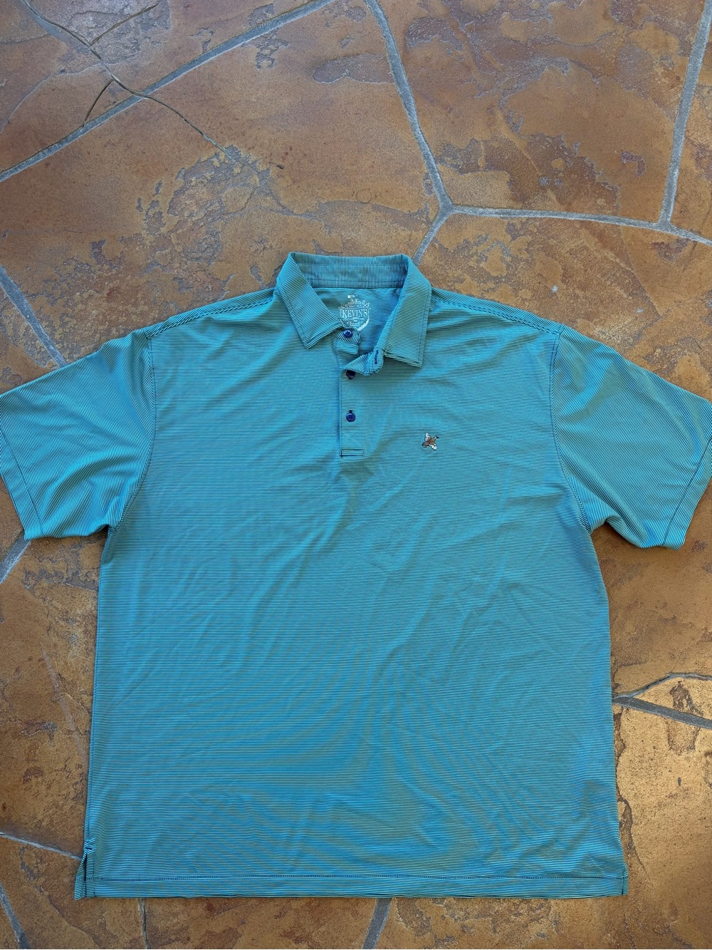 Kevin's Polo Shirt XL Blue Striped Golf Performance